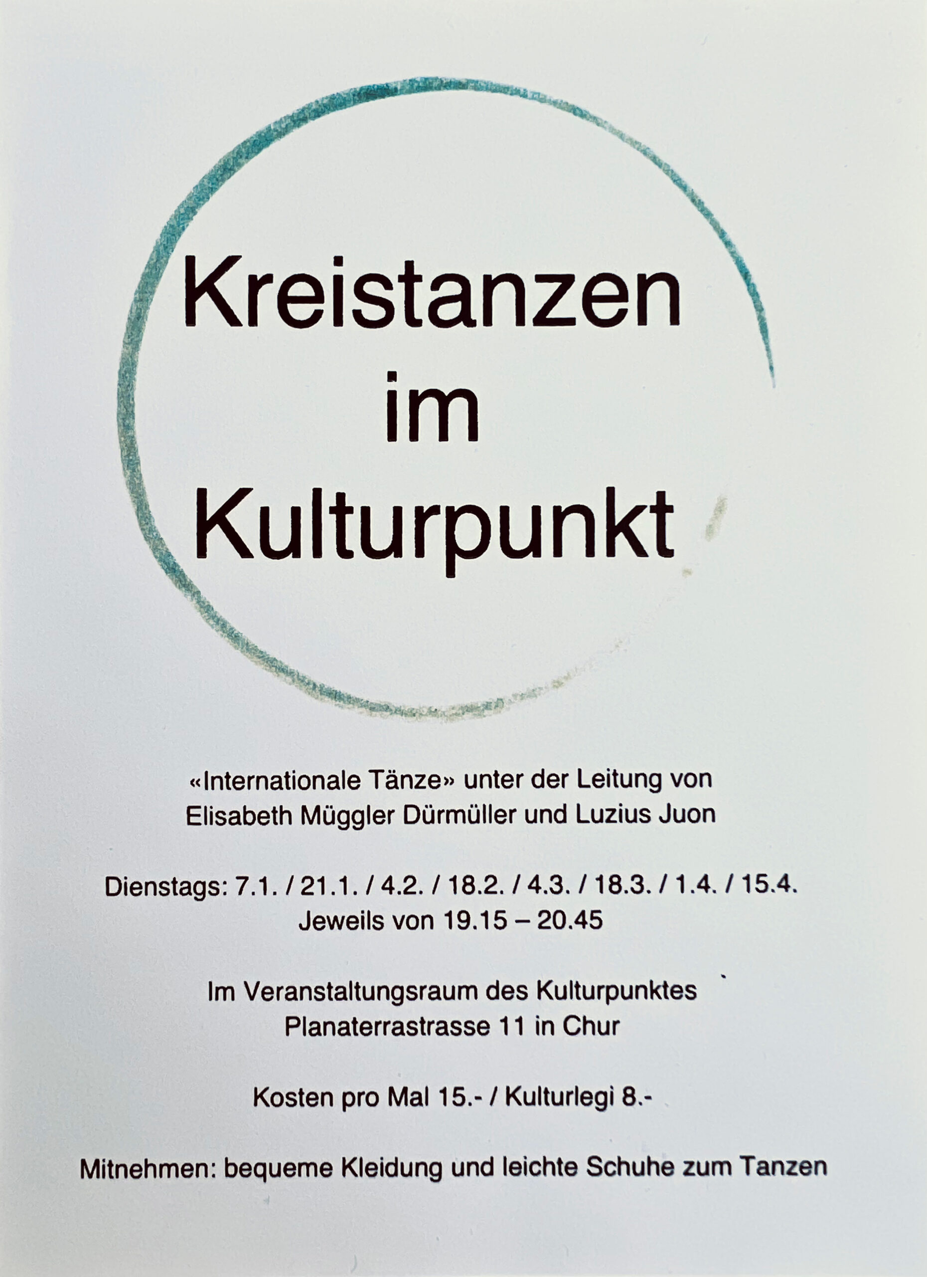 Flyer für Kreistanzen im Kulturpunkt